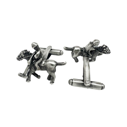 Antique Silver Polo Player Cuff Links