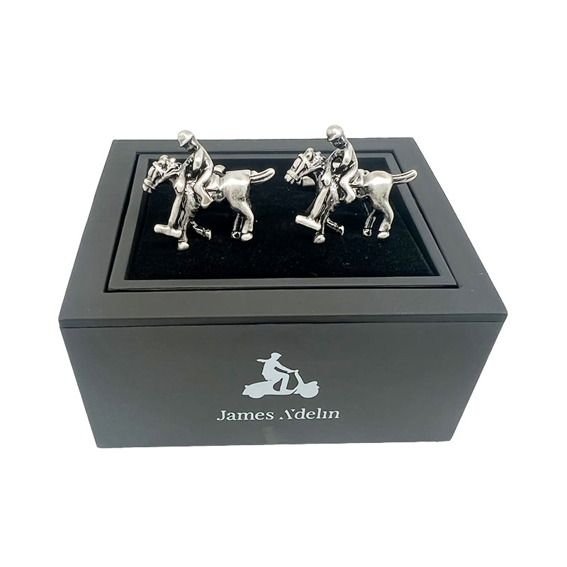 Antique Silver Polo Player Cuff Links