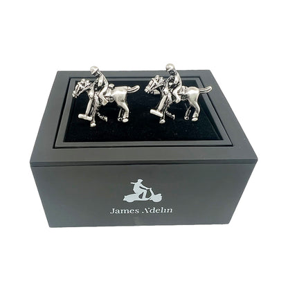 Antique Silver Polo Player Cuff Links