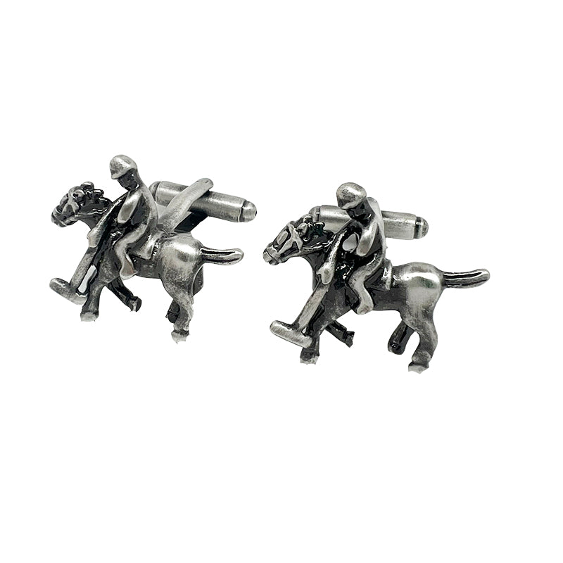 Antique Silver Polo Player Cuff Links
