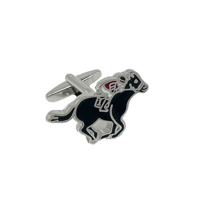 Silver/Black Horse Racing Cuff Links