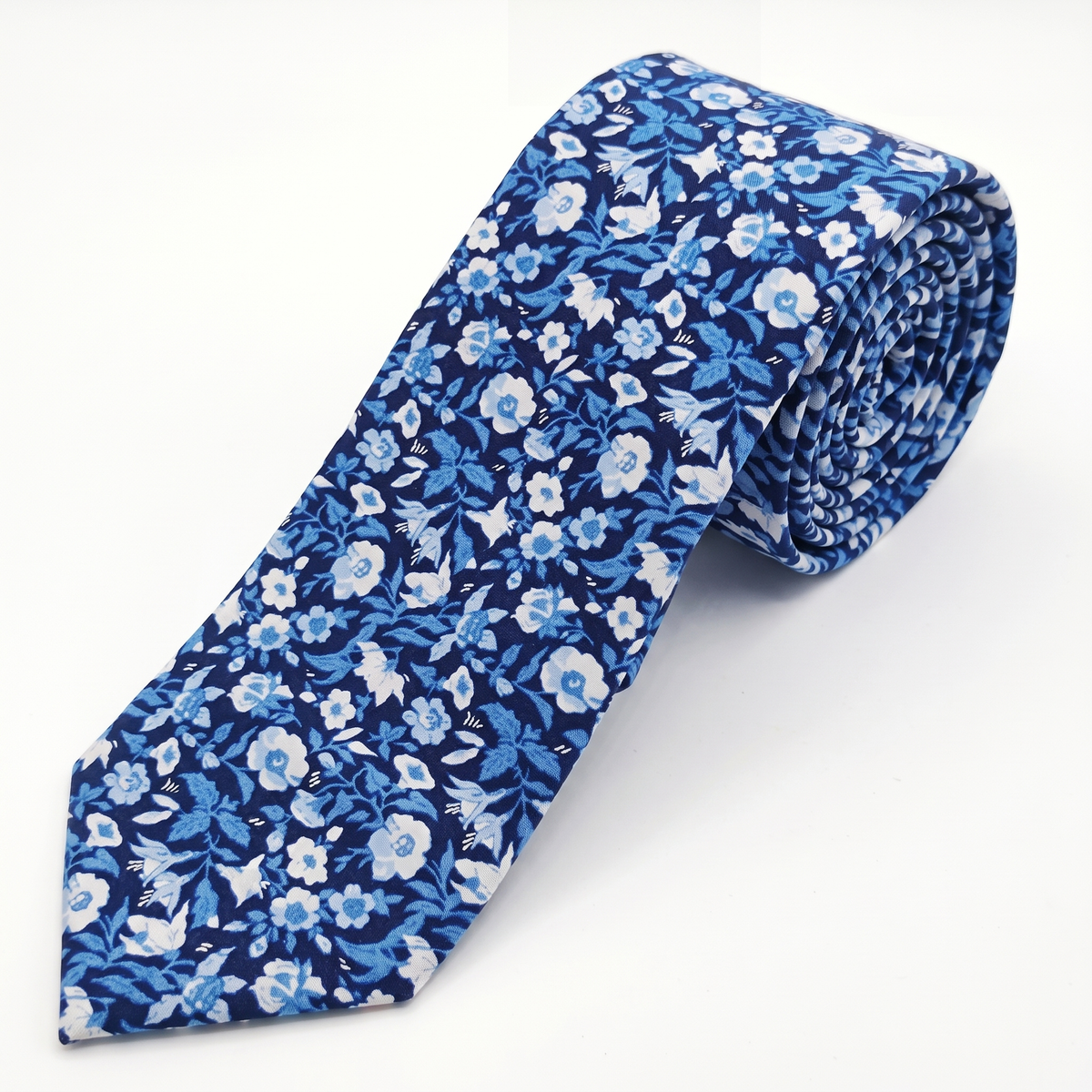 Blossom Floral Tie- Navy & Light Blue