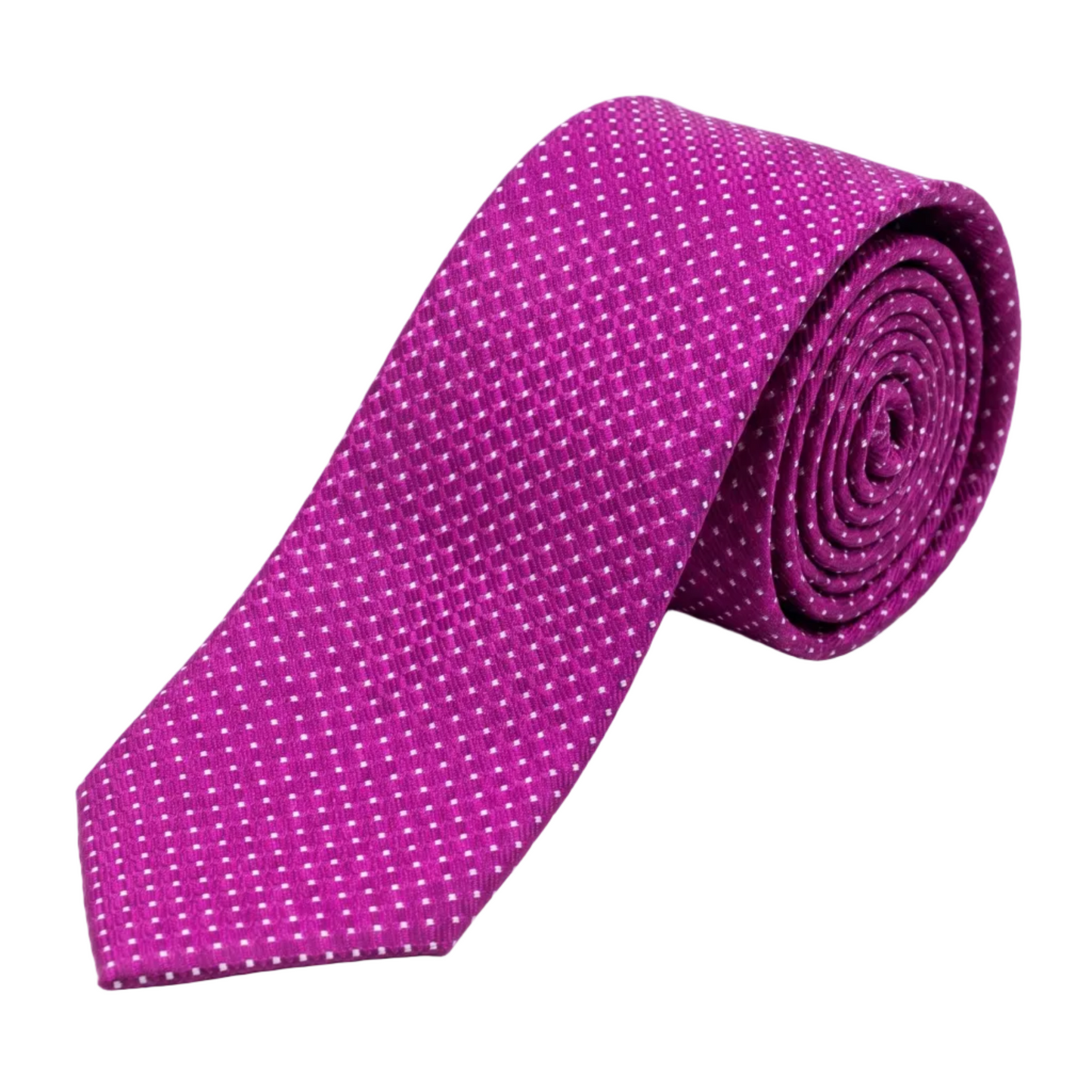 Magenta Pure Silk Spotted Textured Weave Neck Tie