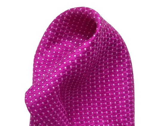 Magenta Pure Silk Spotted Textured Weave Pocket Square