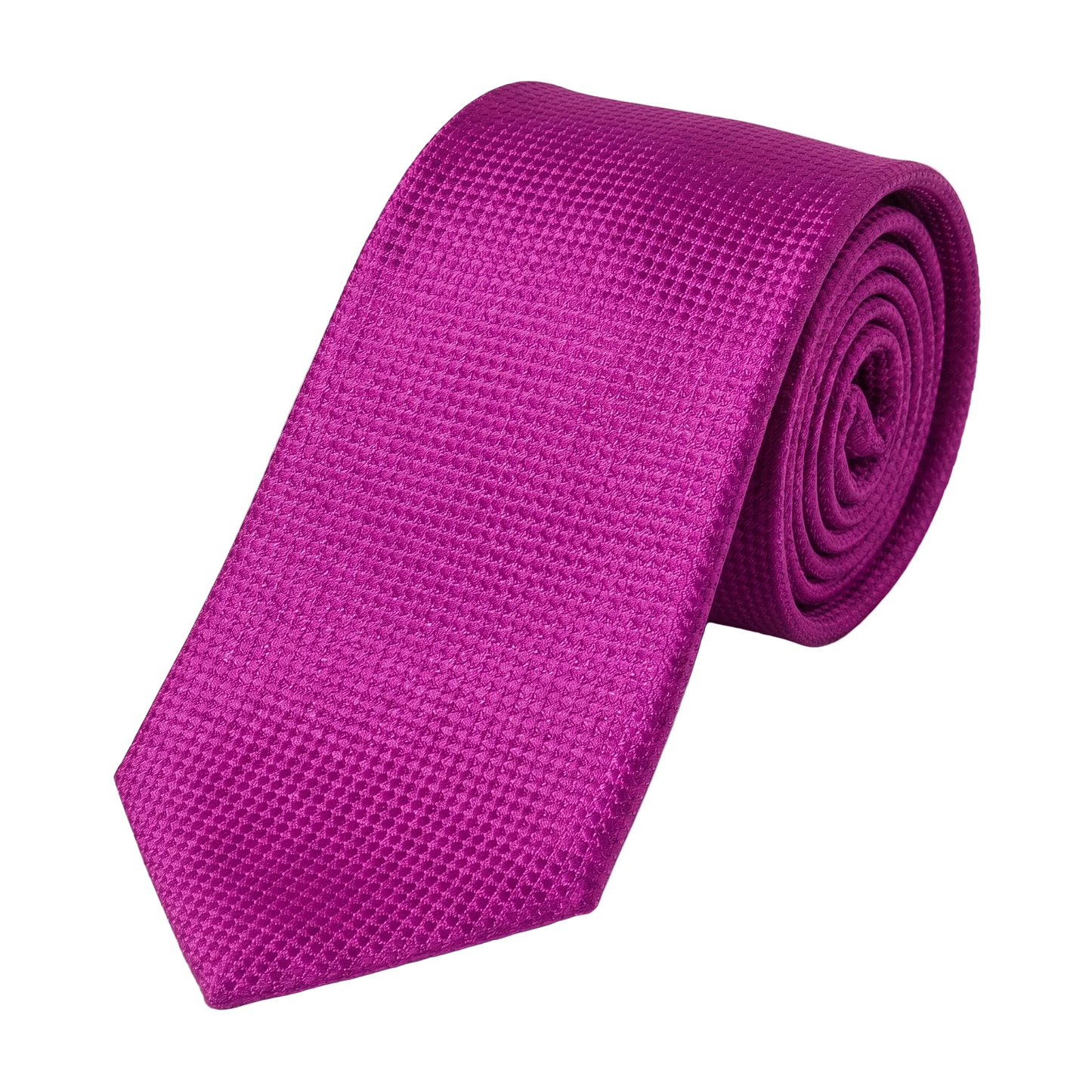 Magenta Pure Silk Textured Square Weave Neck Tie