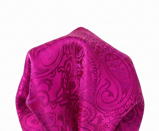 Magenta Pure Silk Paisley Weave Pocket Square