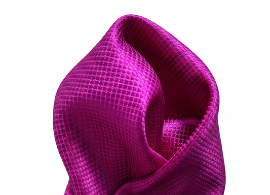 Magenta Pure Silk Textured Square Weave Pocket Square