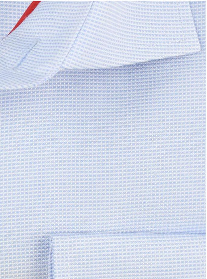 Sky Blue Cotton Rich Textured Weave Slim Fit Long Sleeve Shirt