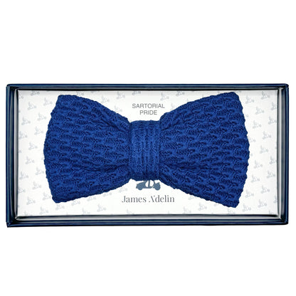 Royal Blue Luxury Mens Italian Textured Cotton Knitted Bow Ties