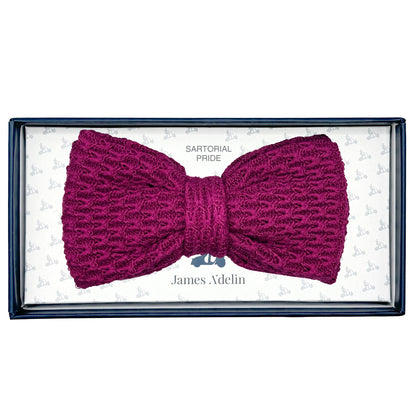 Magenta Luxury Mens Italian Textured Cotton Knitted Bow Ties