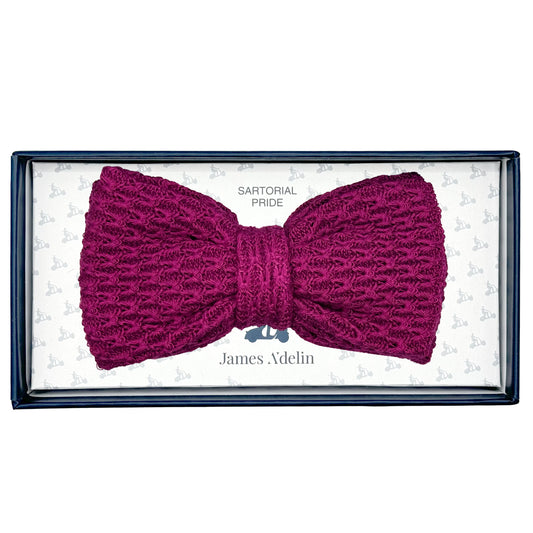 Magenta Luxury Mens Italian Textured Cotton Knitted Bow Ties