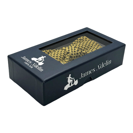 Gold/Black Luxury Mens Italian Mens Italian Birdseye Cotton Knitted Bow Tie