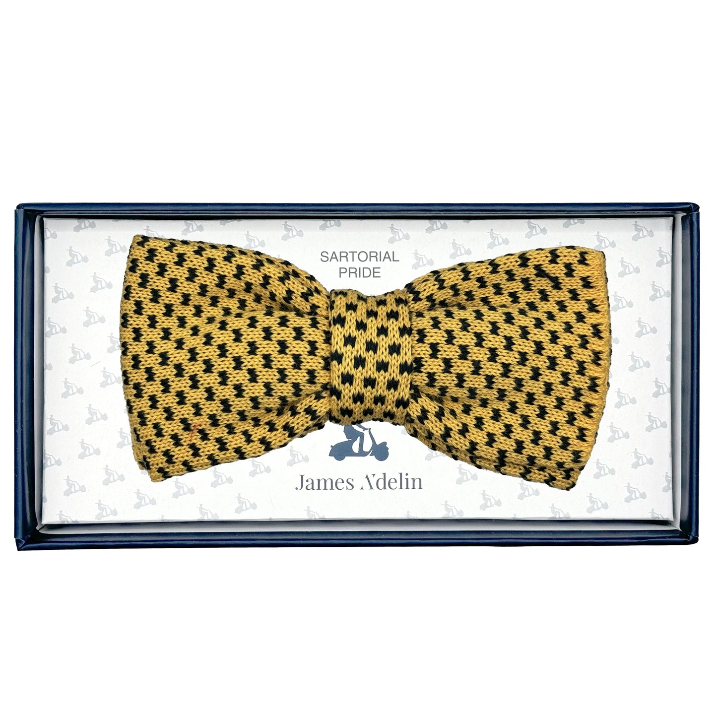Gold/Black Luxury Mens Italian Mens Italian Birdseye Cotton Knitted Bow Tie