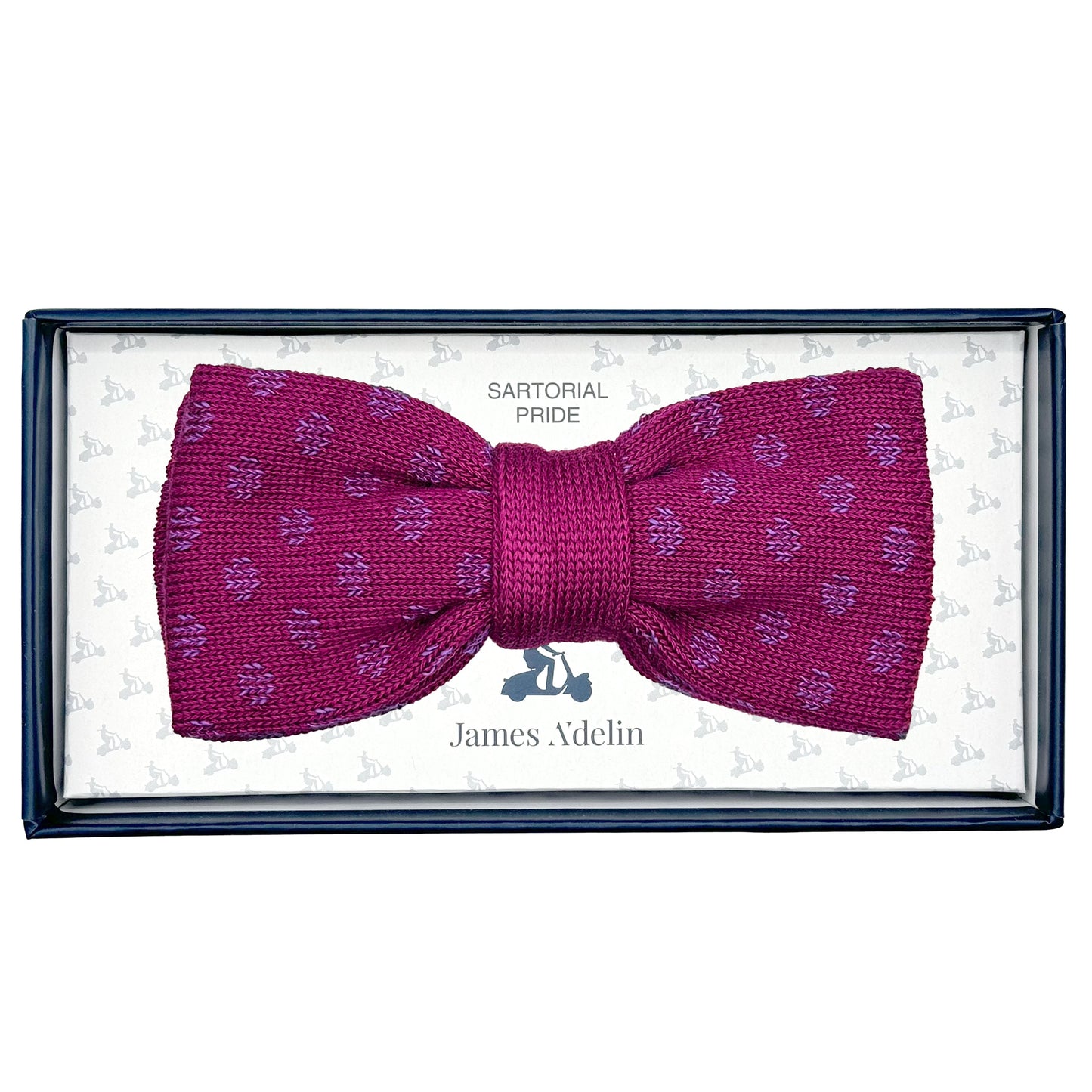 Magenta/Purple Luxury Mens Italian Knitted Cotton Spotted Weave Bow Ties
