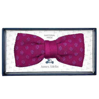 Magenta/Purple Luxury Mens Italian Knitted Cotton Spotted Weave Bow Ties