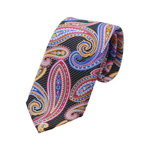 Multicoloured Mens Italian Pure Silk Paisley Neck Tie