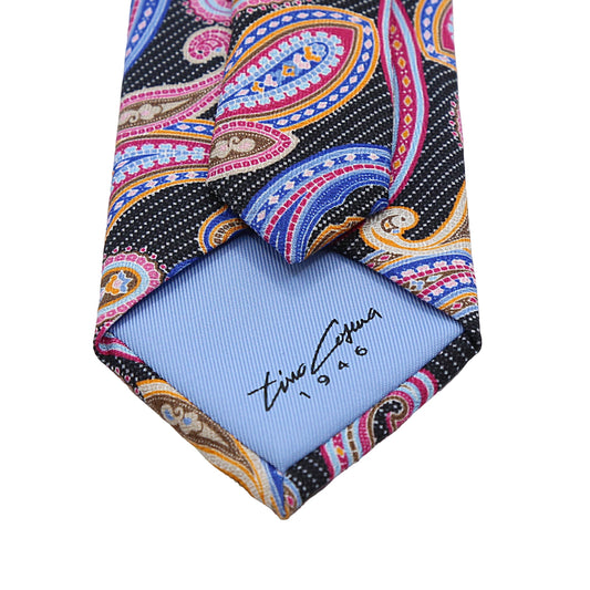 Multicoloured Mens Italian Pure Silk Paisley Neck Tie