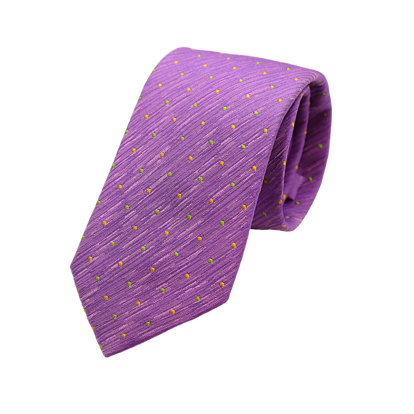 Purple Mens Italian Pure Silk Textured Spotted Weave Neck Tie