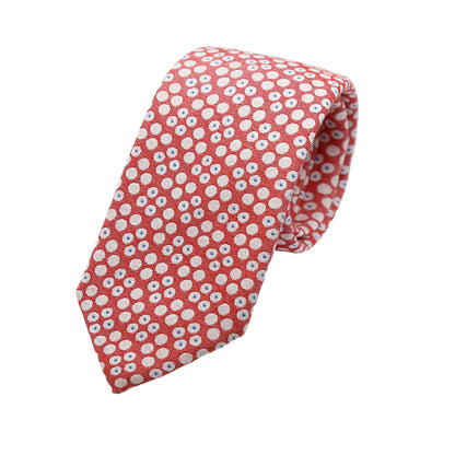 Red Mens Italian Pure Silk Spotted Twill Neck Ties