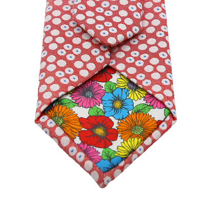 Red Mens Italian Pure Silk Spotted Twill Neck Ties