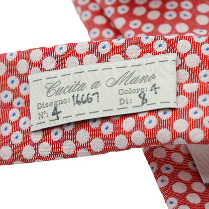Red Mens Italian Pure Silk Spotted Twill Neck Ties