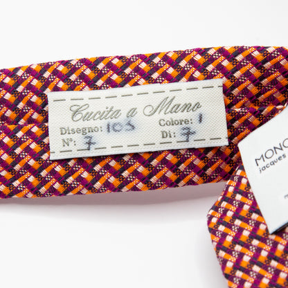 Orange/Purple Italian Geometric Silk Neck Tie