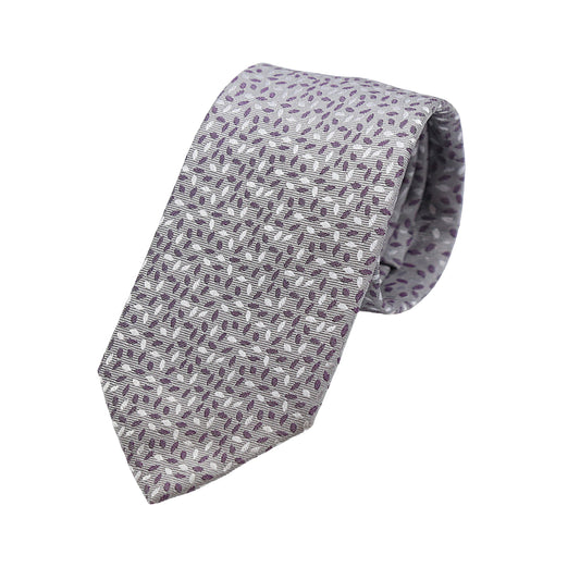 Silver Mens Italian Pure Silk Floral Weave Neck Ties