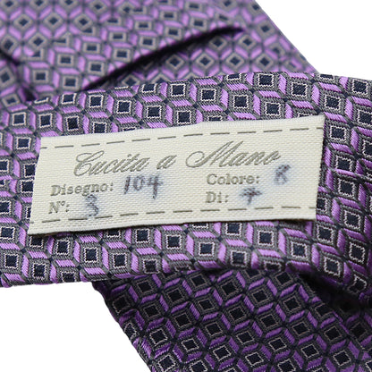 Charcoal/Purple Mens Italian Pure Silk Geometric Neck Ties
