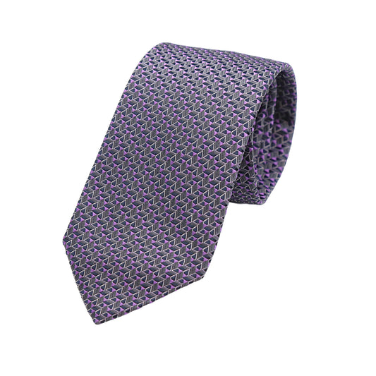 Charcoal Mens Italian Pure Silk Geometric Neck Ties
