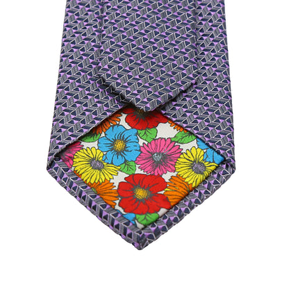 Charcoal Mens Italian Pure Silk Geometric Neck Ties