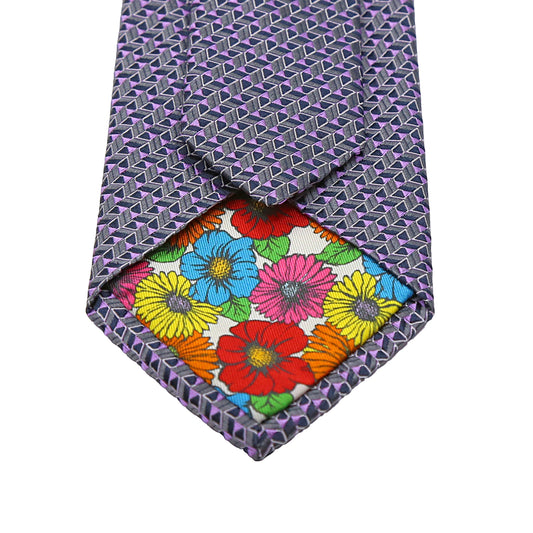 Charcoal Mens Italian Pure Silk Geometric Neck Ties