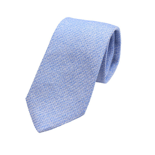 Sky Blue Mens Italian Pure Silk Geometric Neck Ties