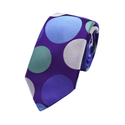 Purple Italian Polka Dot Silk Neck Tie in Purple