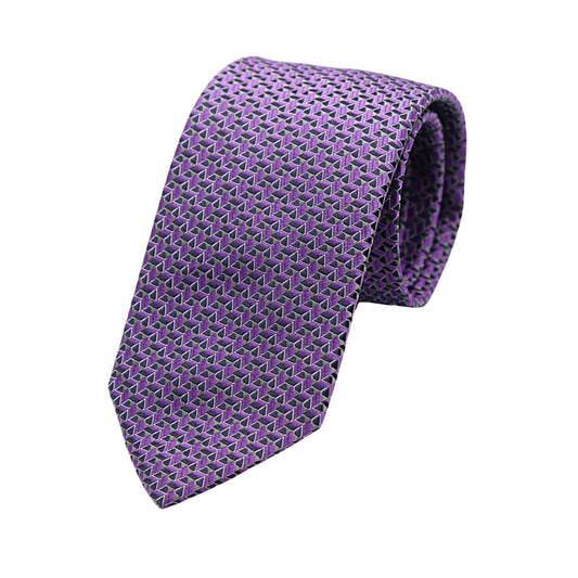 Purple Mens Italian Pure Silk Geometric Neck Ties