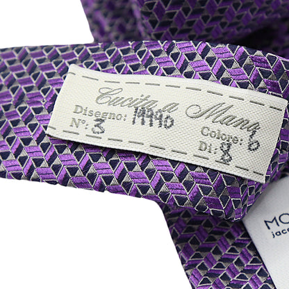 Purple Mens Italian Pure Silk Geometric Neck Ties