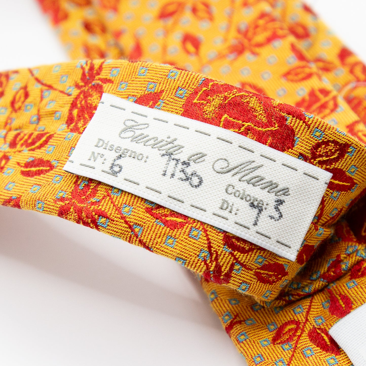 Gold/Orange Mens Italian Floral Silk Neck Tie