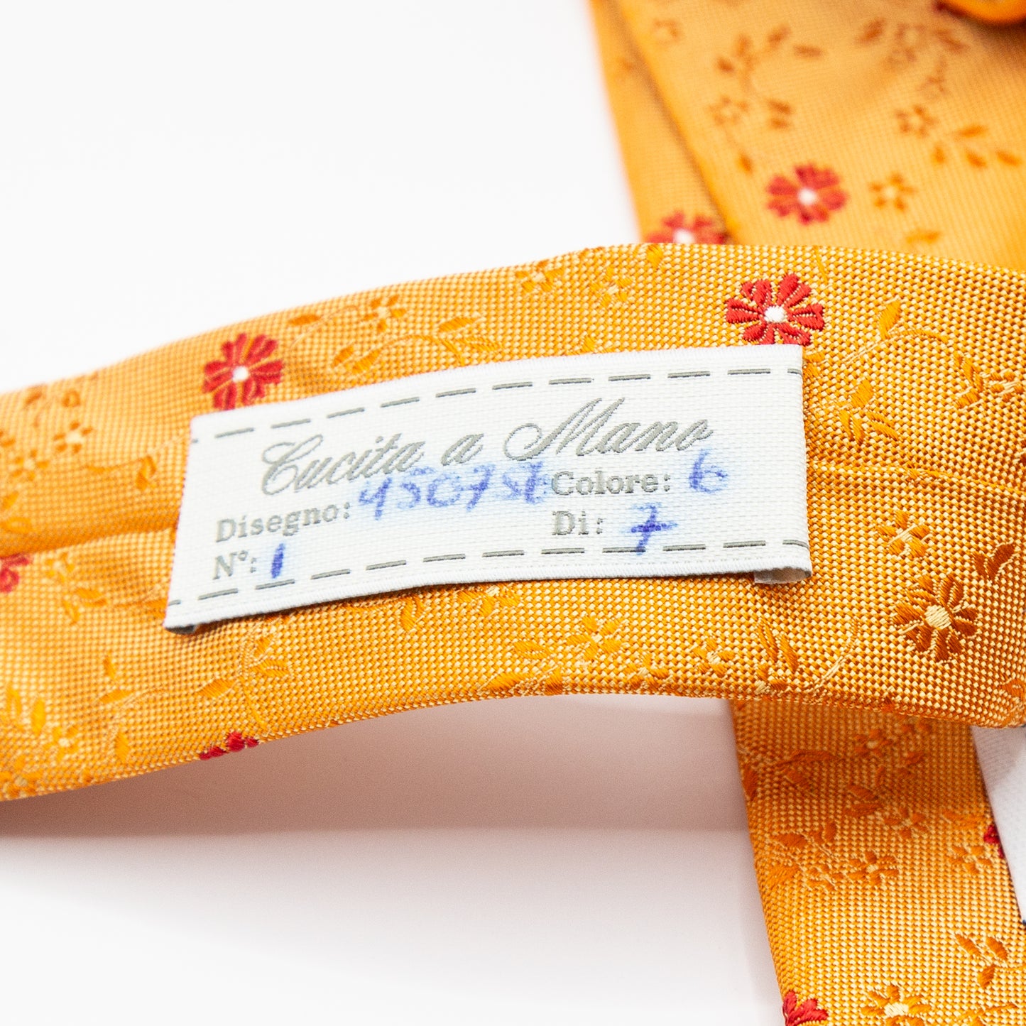 Orange Italian Mini Floral Silk Neck Tie