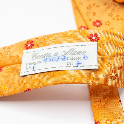 Orange Italian Mini Floral Silk Neck Tie