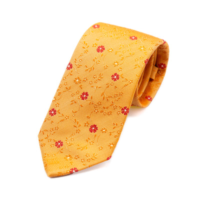 Orange Italian Mini Floral Silk Neck Tie