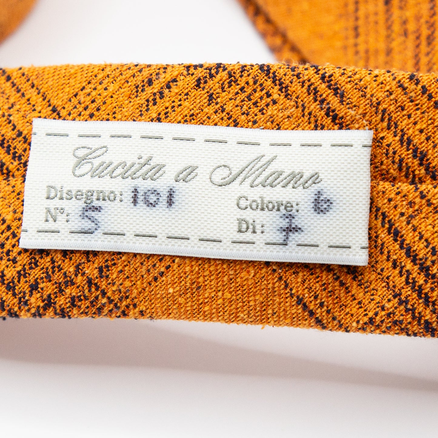 Orange Italian Heavy Woven Textured Check Silk Neck Tie