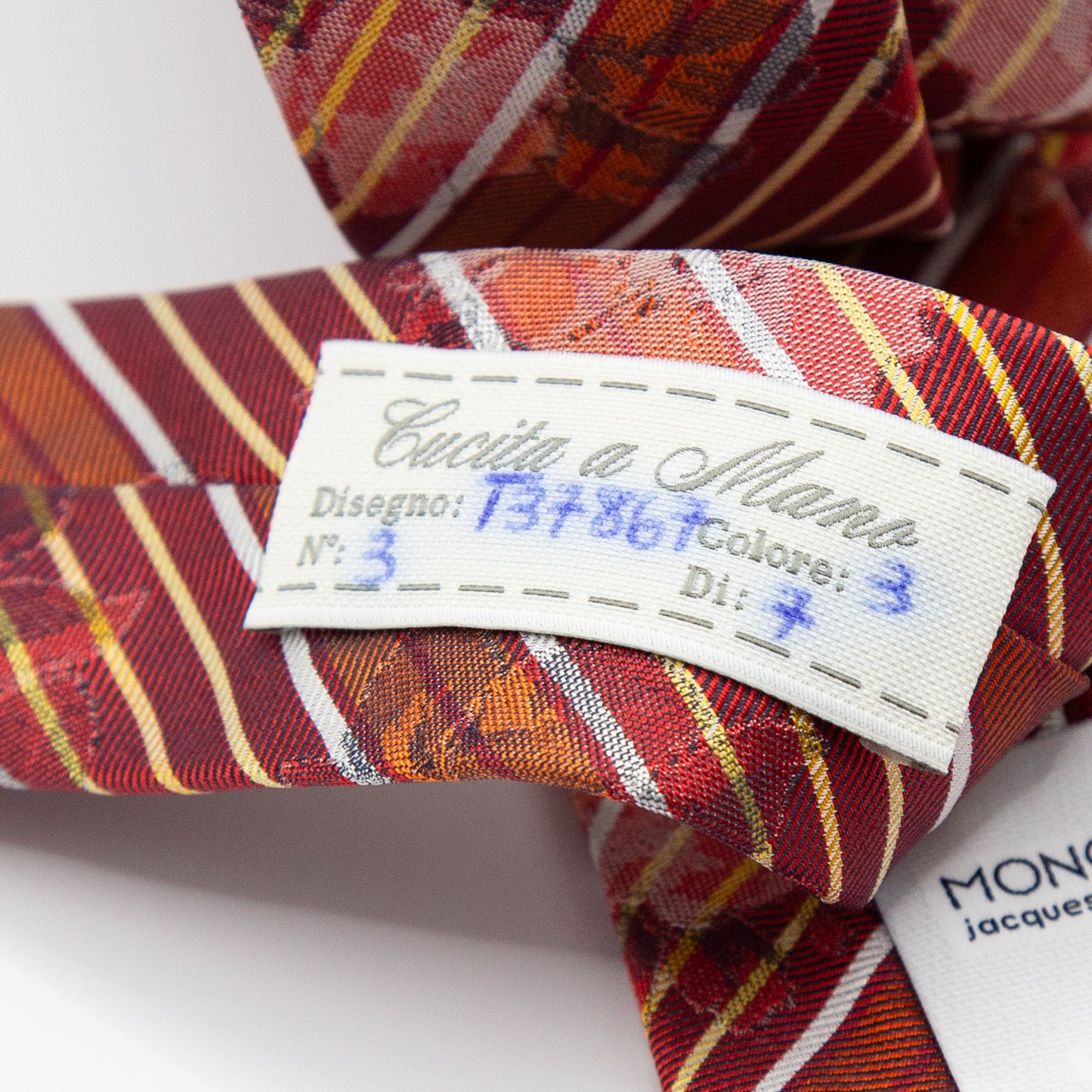 Orange Mens Italian Striped Floral Silk Neck Tie