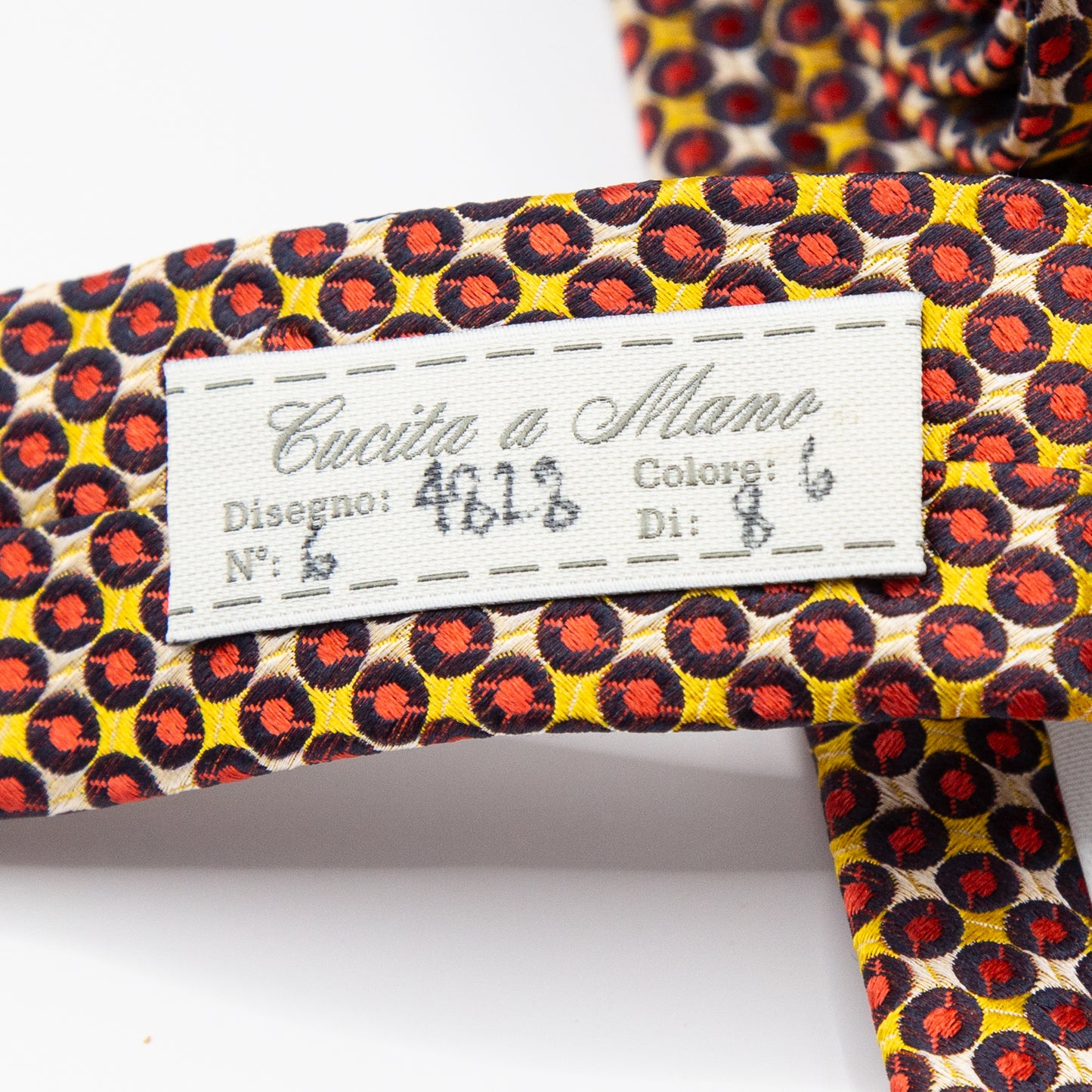 Gold/Orange Mens Italian Geometric Silk Neck Tie