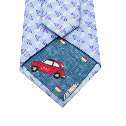 Sky/Purple Mens Italian Geometric Silk Neck Tie