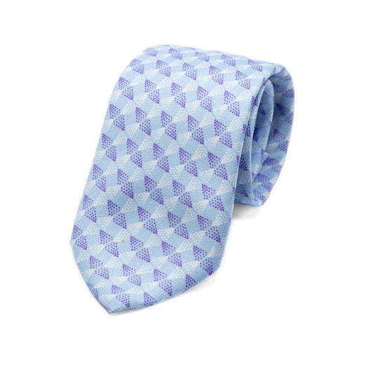 Sky/Purple Mens Italian Geometric Silk Neck Tie