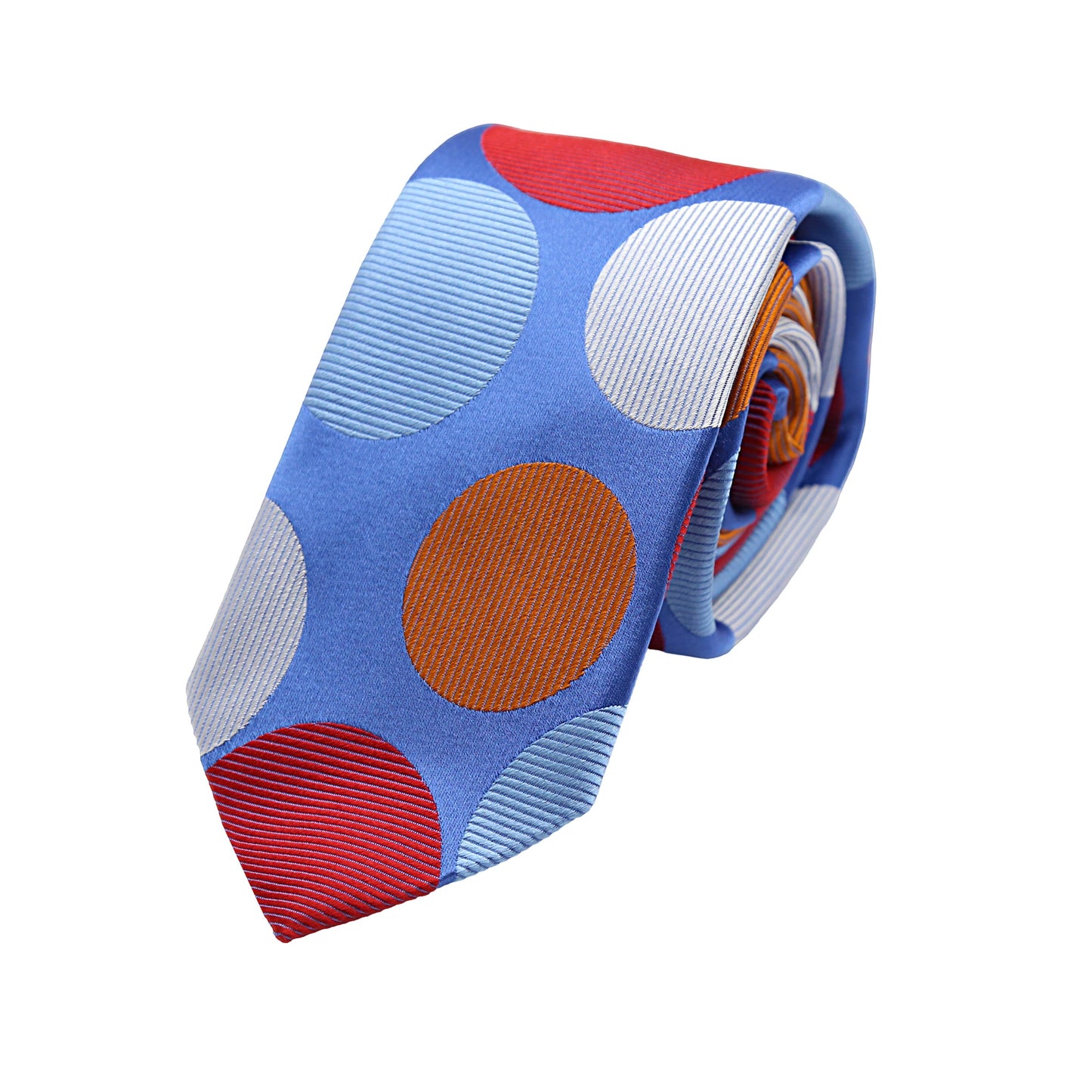 Sky Mens Italian Pure Silk Satin Coloured Circles Neck Ties