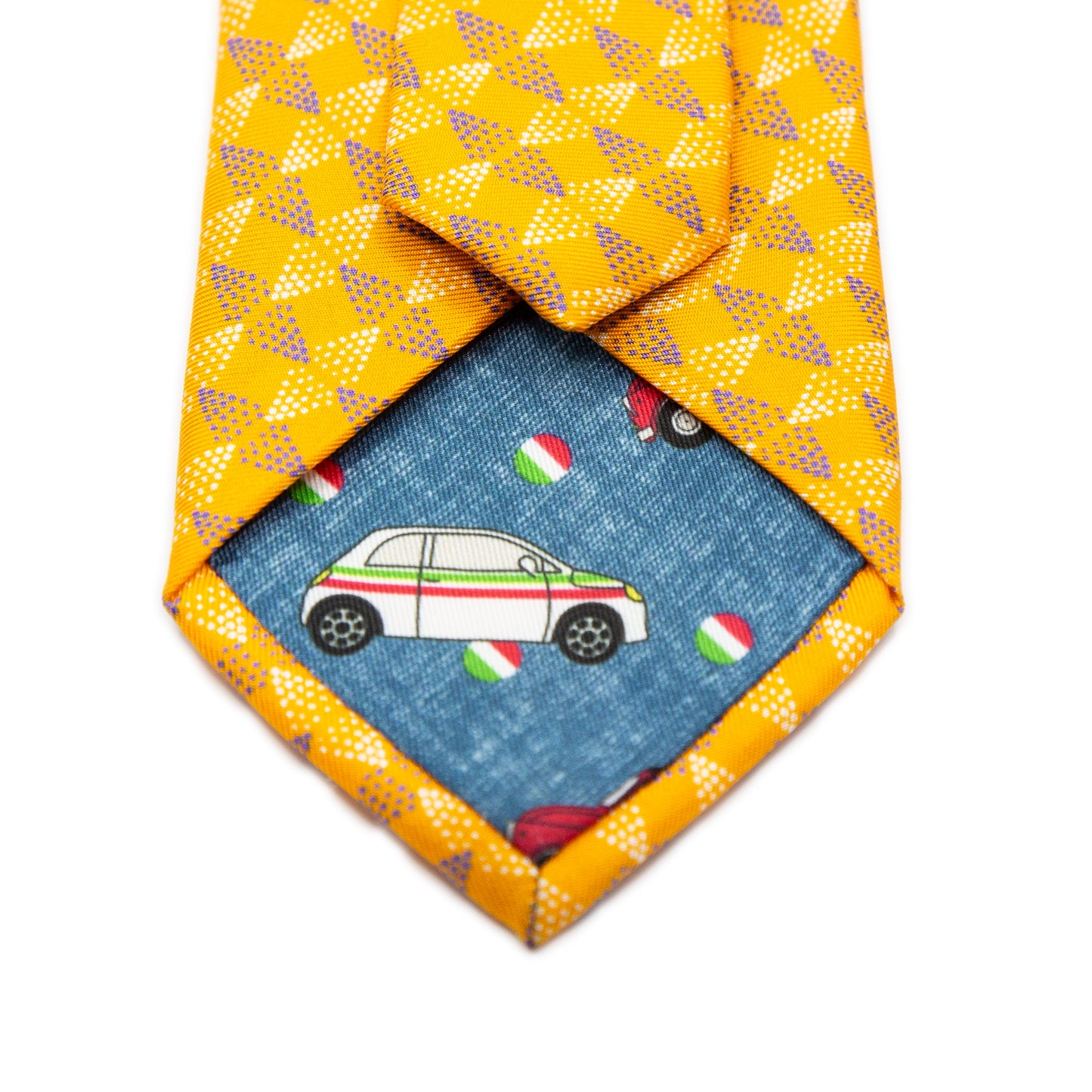 Orange/Purple Mens Italian Geometric Silk Neck Tie