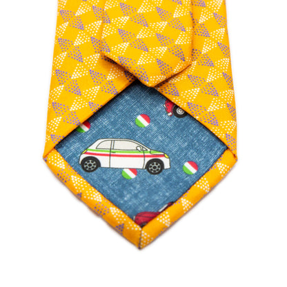 Orange/Purple Mens Italian Geometric Silk Neck Tie