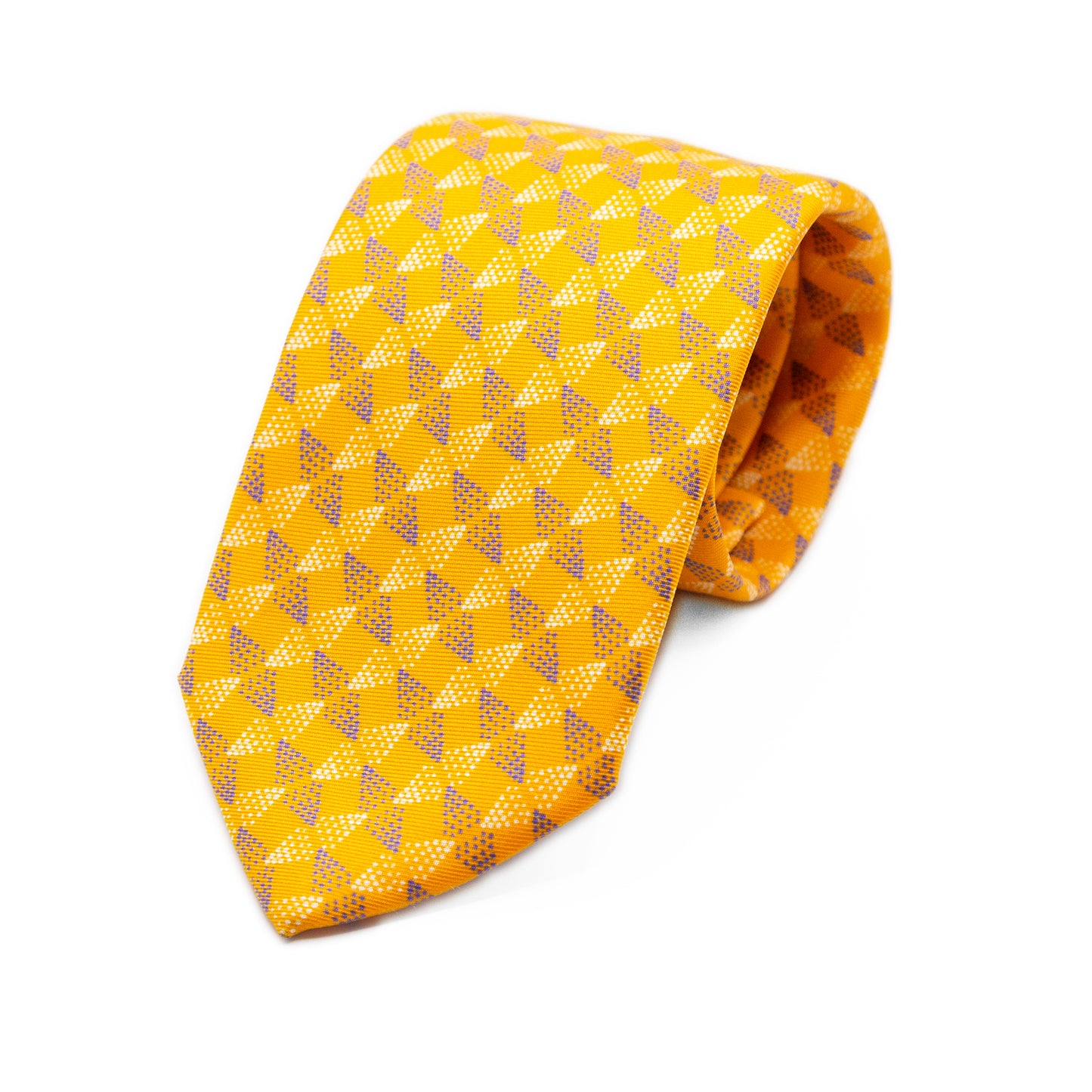 Orange/Purple Mens Italian Geometric Silk Neck Tie