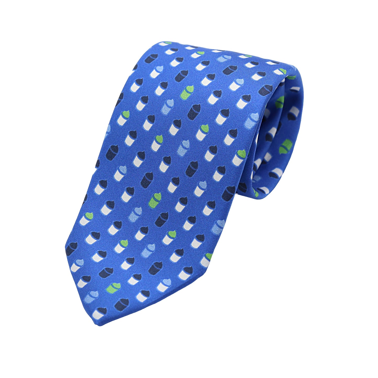 Royal Blue Mens Italian Pure Silk Printed Pup Cakes Neck Ties