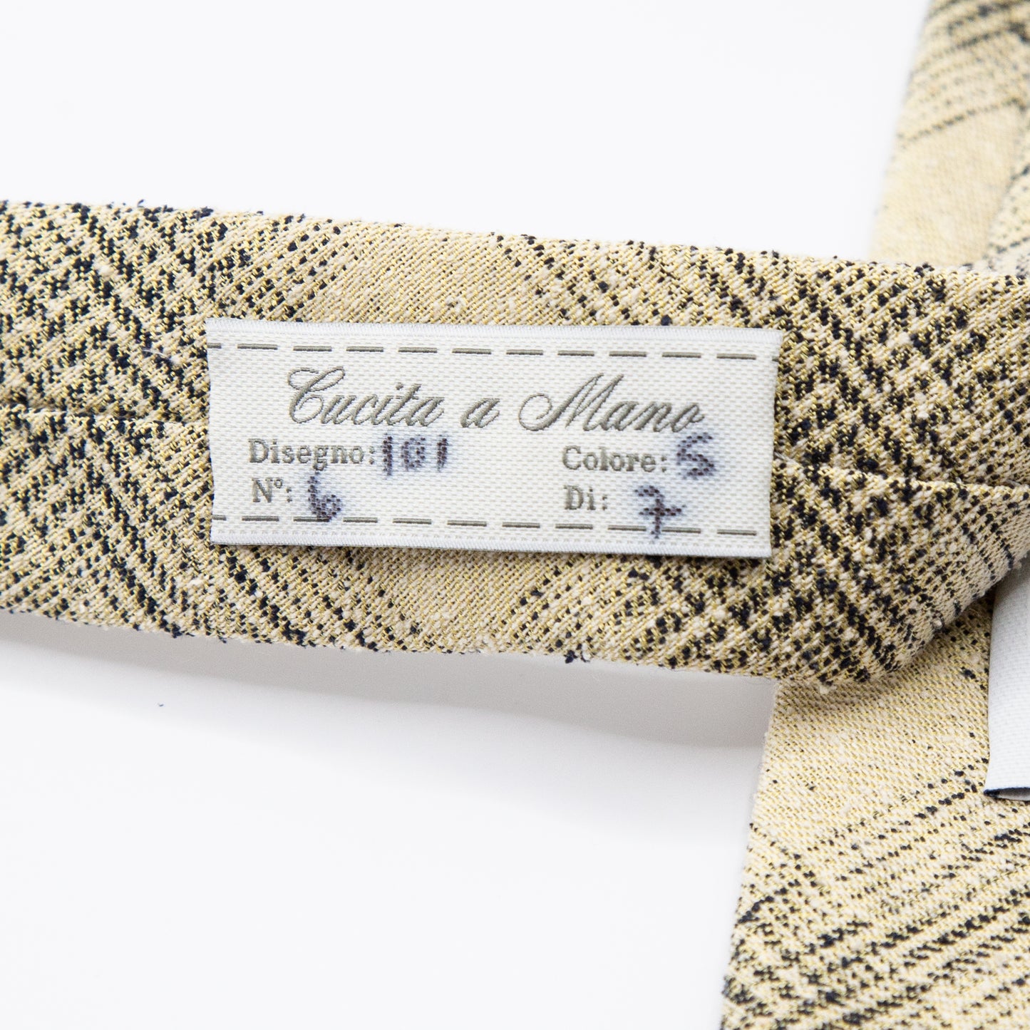 Beige Italian Heavy Woven Textured Check Silk Neck Tie